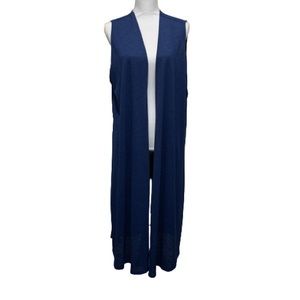 Lularoe Joy Long Navy Vest Duster Cover-Up LG NWT